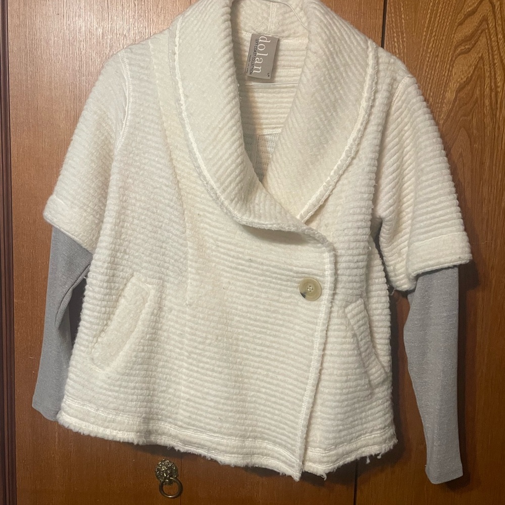 Dolan jacket size small soft Made In USA.  White with gray sleeves